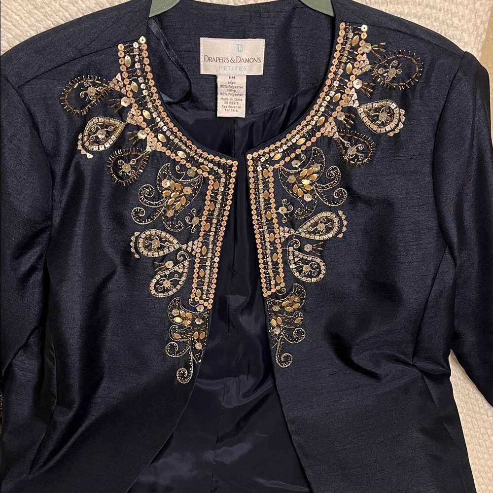 Draper's & Damon's Navy Embellished Women's Blazer